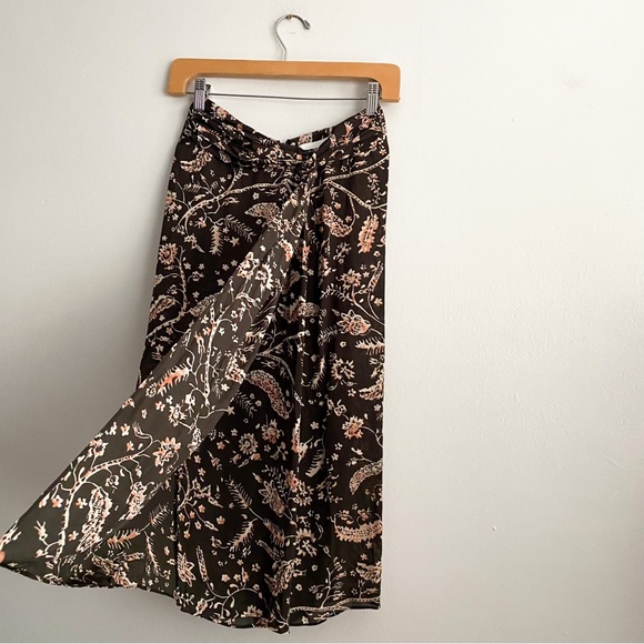 BA&SH Paisley Midi Skirt Brown Pink Floral Wrap Boho Cottage Peasant Lagenlook 4 - Picture 3 of 8